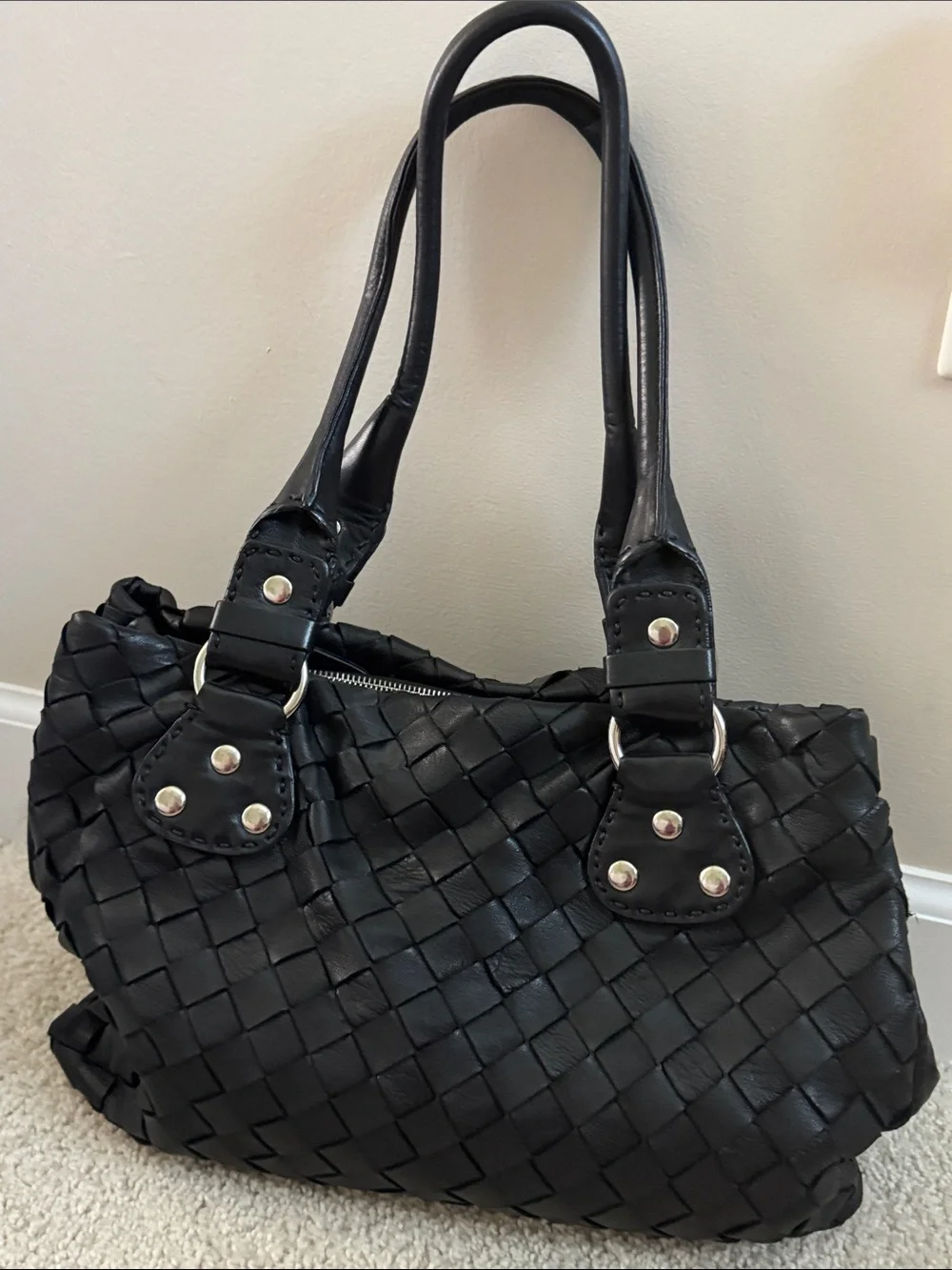 Desmo leather satchel bag from Italy
